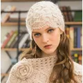 New Winter Crochet Hats for Women Beanie Caps Flowers Handmade Knitted Hat Female Lace Hat Chapeu