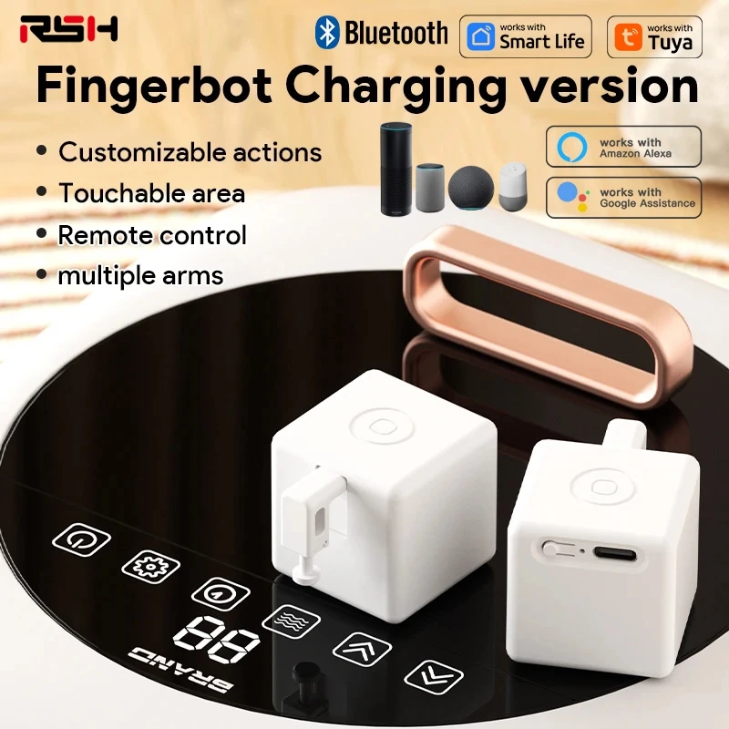Neue Tuya Bluetooth Smart Touch Fingerbot Plus USB Lade Version Schalter Taste Drücker Arm Fingerbot Über Alice Alexa Google Hause Image
