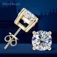 Real 0.5-2ct Moissanite Diamond Stud Earrings 925 Silver Original Certified Plated 18K Gold Earring