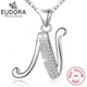 EUDORA Sterling Silver Large Initial Letter Necklace Large Letter Writing Letters 26 A-Z Pendant