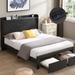 Queen Size Upholstered Platform Bed Frame with 2 Storage Drawers with Wingback Headboard Storage Shelf and USB Charging Stations
