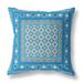 20" X 20" Blue And Pink Floral Zippered Suede Throw Pillow