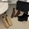 Herbst Winter Vliese Frauen Socke Stiefeletten Fashion Square Ferse Damen Elegante Warm Halten Kurze Booties frauen Schuhe