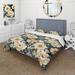 Designart "Vintage Nostalgia Beige And Teal Peonies Garden" Teal Cottage Bedding Set With Shams
