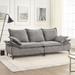 Modern Sailboat Loveseat Sofa Grey Dutch Velvet Sleeper Loveseat 3-seater Lounge Settee Sofa with 2 Pillows for Living Rooms