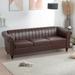 PU Leather 3-seat Sofa Chesterfield Loveseat Sofa Rolled Arm Accent Settee with Bubble Nails Trim, for Living Room Couch