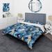 Designart "Vintage White An Blue Tessellations Geometric" White Modern Bed Cover Set With 2 Shams