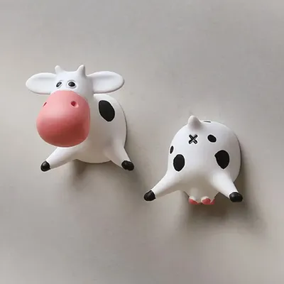 Kreative Cartoon Kuh Kühlschrankmagnete liegend auf ihren Magen Kühlschrankaufkleber 3D Image
