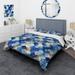 Designart "White And Blue Hexagons Dreams I" White Modern Bedding Cover Set With 2 Shams