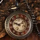 Unique Wood Circel Gear Dial Bronze Antique Mechanical Pocket Watch Men Vintage Engraved Fob Hand