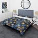 Designart "Grey And Blue Hexagone Symmetry" Gold Modern Bedding Cover Set With 2 Shams