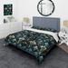 Designart "Teal And Gold Art Deco Geometric Glamour I" Teal Damask Bedding Cover Set With 2 Shams