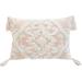 13" X 18" Peach And White Damask Zippered Polyester And Cotton Blend Throw Pillow With Tassels