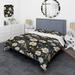 Designart "White And Black Magnolias Floral Pattern II" Black Cottage Bedding Cover Set With 2 Shams