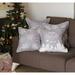 Set Of Four 18" X 18" Grey Zippered Polyester Christmas Snowflakes Throw Pillow Cover