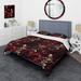 Designart "Regal Burgundy Flowers Majesty Elegance IV" Gold Glam Bedding Cover Set With 2 Shams