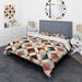 Designart "Orange And Beige Rustic Mosaic Pattern" Beige Modern Bedding Cover Set With 2 Shams