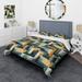 Designart "Green And Yellow Geometric Chic Pattern I" Yellow Modern Bedding Cover Set With 2 Shams