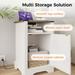 Nightstand with Charging Station Set of 2 End Table with USB Ports and Storage Shelf Sofa Side Table for Living Room, White