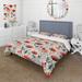 Designart "Red And Beige Cottage Floral Pattern I" Beige Cottage Bed Cover Set With 2 Shams