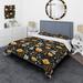 Designart "Retro Flair Black And Yellow Ferns Pattern II" Yellow Cottage Bedding Cover Set With 2 Shams