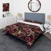 Designart "Regal Burgundy Flowers Majesty Elegance III" Gold Glam Bedding Set With Shams