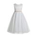 Ekidsbridal V-Back Lace Edge White Flower Girl Dresses Baptism Wedding Reception Formal Evening Gown 183 6