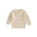 Arvbitana Baby Girls Knit Cardigan Solid Color Long Sleeve Crew Neck Button Sweater Infant Casual Knitwear Fall Winter Daily Clothes 3M 6M 12M 18M