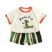 Shiningupup Toddler Baby Boys Outfits&Set Cartoon Animal Top and Striped Shorts Summer Outdoor Casual Suit Toddler Shirts Boy Toddler Sweatshirt Hoodie Baby Rompers 6 9 Months Boy