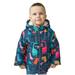 IROINNID Toddler Boys Winter Jacket Print Plush Thermal Thick Coat Keep Warm Hooded Windproof Outerwear with Zipper Pocket Multicolor