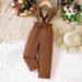 LYCAQL Baby Bodysuit Toddler Girls Ruffles Sleeveless Solid Bow Tie Suspenders Pants Jumpsuit Linen Baby Girl (Brown 2-3 Years)