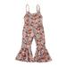 Frobukio Toddler Kids Girls Halloween Romper Sleeveless Pumpkin Print Jumpsuit Suspender Flare Pants