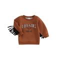 Peyakidsaa Toddler Girls Autumn Sweatshirts Infants Letter Cattle Head Print Tassel Pullover Casual Tops