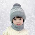 Dyfzdhu Winter Knitted Fleece Hood Scarf Coif Kid Knit Hat Warm Hats Gray