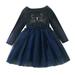 WOXINDA Kids Toddler Child Baby Girls Long Sleeve Cartoon Tulle Dress Princess Dress Outfits Clothes