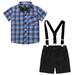 Shiningupup Toddler Boys Short Sleeve Plaid Shirt Tops Shorts with Tie Child Kids Gentleman Outfits Toddler Boys Shirt Toddler Clothes for Boys 3T Pack Baby Boy Rompers 3 6 Months Fall