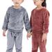 URMAGIC Toddler Unisex Solid Color Long Sleeve Round Neck Pullover Top Pants Flannel Hoodie Sportswear 2 Pcs Outfits