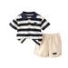 Toddler Boys Suit Striped Lapel Dinosaur Print Short Sleeved Top Casual Shorts Summer Two Piece Set Outfit 0 3 Months Baby Boy Clothes 6 9 Months Romper Toddler Romper 3T Boy