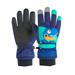 Uuszgmr Winter Gloves For Boys Girls Children Ski Glove Boys Winter Style Plush Thick Warm Waterproof Little Dinosaur Cartoon Bike