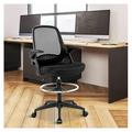 Tall Drafting Chair Mesh Drafting Stool for Standing Desk Adjustable Bar Height Computer Office Chair with -Up Arms & Foot-Ring Ergonomic Mesh Reception Drafting Stool for Home Office Working