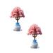 2PC Miniature Multicolour Tree Cherry Tree Artificial Flower Tree Decoration Mini Love Tree Desk Decorations Mini Ornaments Desktop Ornament Plastic Ornaments