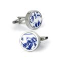 Cufflinks for Men, Blue and White Porcelain Cufflinks, Shirt Classic Cuff Links Men's Unique Business Wedding Gifts with Gift Box