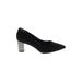 J. Renee Heels: Slip-on Chunky Heel Work Black Solid Shoes - Women's Size 6 1/2 - Pointed Toe