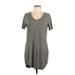 Z Supply Casual Dress - Mini V-Neck Short sleeves: Gray Print Dresses - Women's Size Large