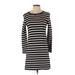 Lou & Grey Casual Dress - Mini Crew Neck 3/4 sleeves: Black Print Dresses - Women's Size X-Small