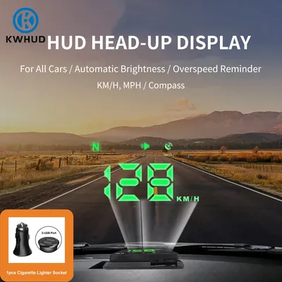 KWHUD-Affichage tête haute GPS HUD fournitures de voiture compteur de vitesse numérique universel