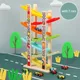 Wooden Toys Track Slide Car Sliding Racing Toy Games Inertia Pull Back Glider Building Blocks Baby