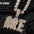UWIN Two Tone Customized Name Pendant for Women Iced Out CZ Pave Setting Personalized Letter Pendant