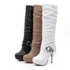 Sexy Große Größe 34-43 oberschenkel hohe stiefel stiefel für frauen Dicke Sohle Plattform hohe ferse schuhe Winter Herbst plattform stiefel 918