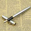 BAOER 388 Elegante Edelstahl Stift Brunnen Silber Gold Trim M Nib Größe Whosale & Dropship